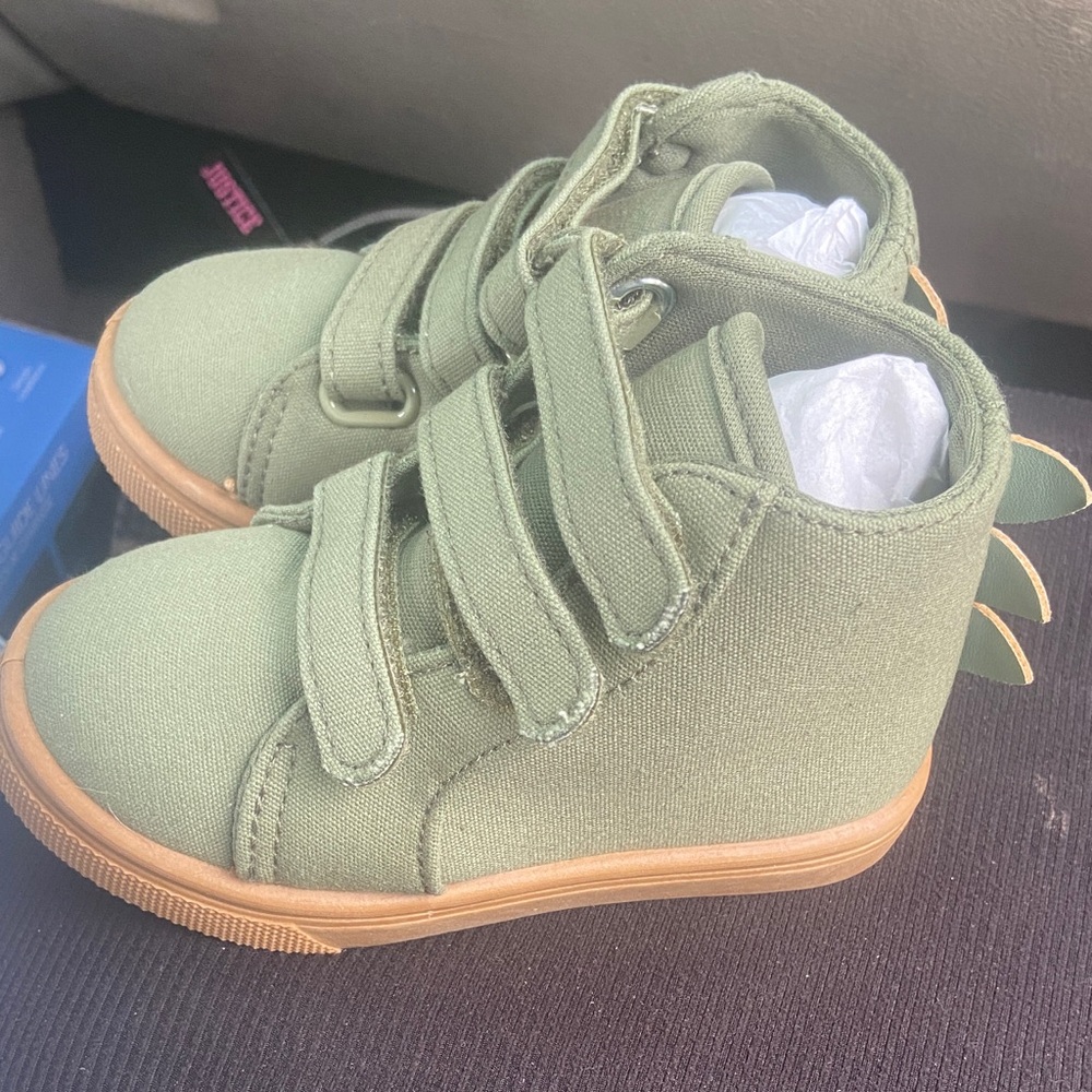 Justice Green Kids Sneakers with Dinosaur Spikes